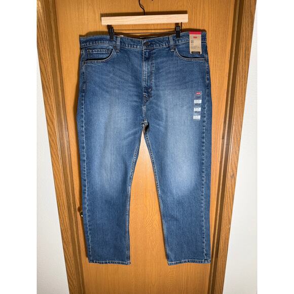 NWT Levi's 505 Regular Straight Leg Jeans Blue Stretch 42x32 - Picture 2 of 6
